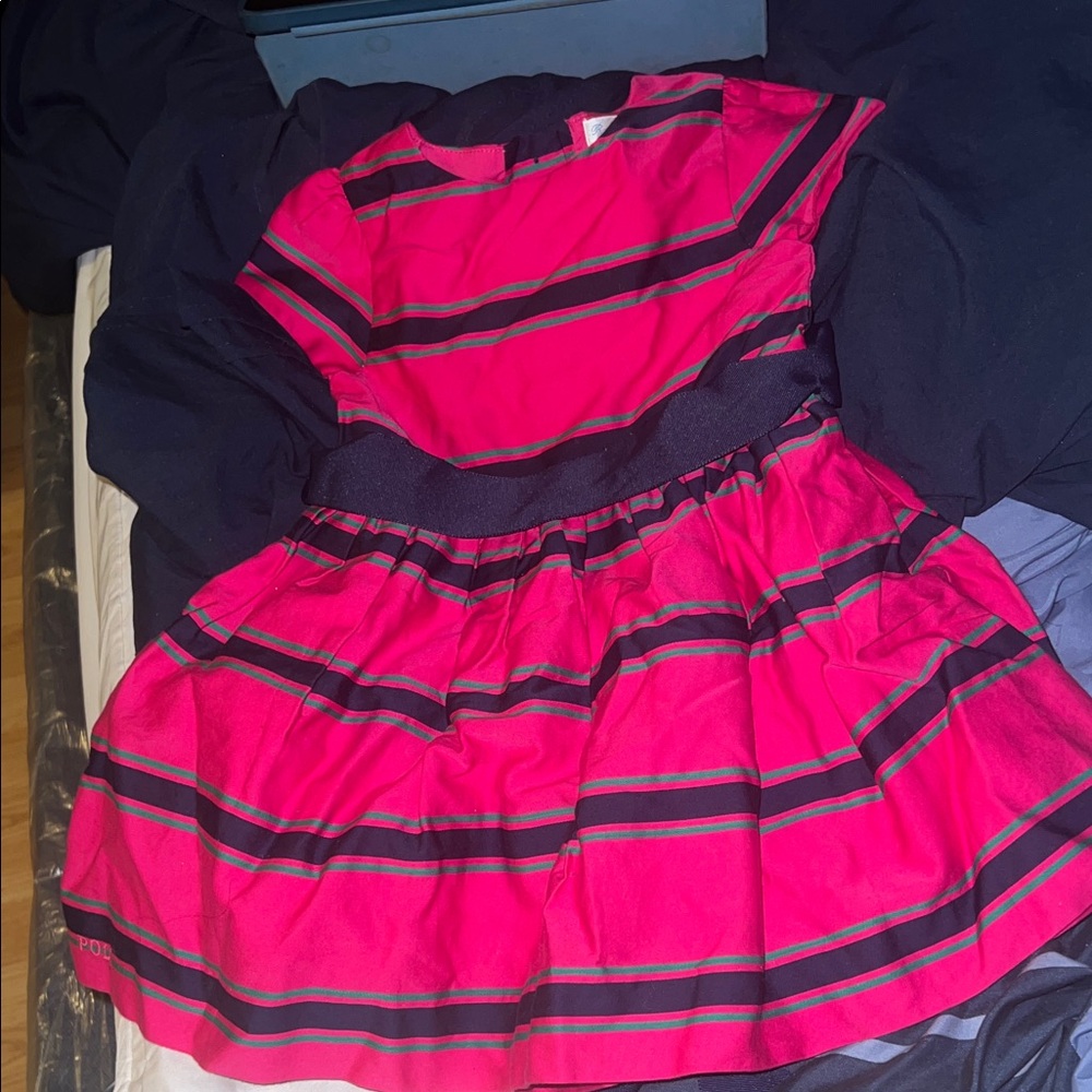Ralph Lauren Pink and Black Striped Kids Dress